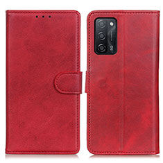 Leather Case Stands Flip Cover Holder A05D for Oppo A55 5G Red