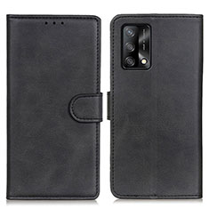 Leather Case Stands Flip Cover Holder A05D for Oppo A74 4G Black