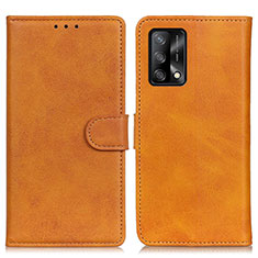 Leather Case Stands Flip Cover Holder A05D for Oppo A74 4G Brown