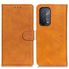Leather Case Stands Flip Cover Holder A05D for Oppo A74 5G Brown