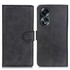 Leather Case Stands Flip Cover Holder A05D for Oppo A78 5G Black