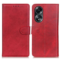 Leather Case Stands Flip Cover Holder A05D for Oppo A78 5G Red