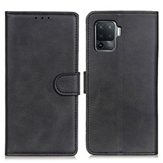 Leather Case Stands Flip Cover Holder A05D for Oppo F19 Pro Black