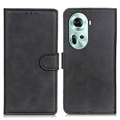Leather Case Stands Flip Cover Holder A05D for Oppo Reno11 5G Black