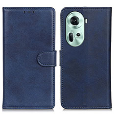 Leather Case Stands Flip Cover Holder A05D for Oppo Reno11 5G Blue