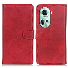 Leather Case Stands Flip Cover Holder A05D for Oppo Reno11 5G Red