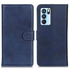 Leather Case Stands Flip Cover Holder A05D for Oppo Reno6 Pro 5G India Blue