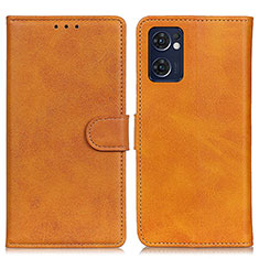 Leather Case Stands Flip Cover Holder A05D for Oppo Reno7 5G Brown