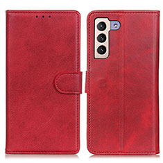Leather Case Stands Flip Cover Holder A05D for Samsung Galaxy S21 5G Red