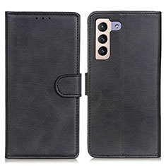 Leather Case Stands Flip Cover Holder A05D for Samsung Galaxy S22 5G Black