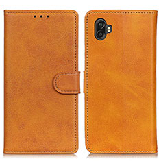 Leather Case Stands Flip Cover Holder A05D for Samsung Galaxy XCover 6 Pro 5G Brown