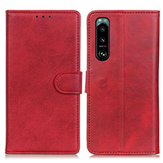 Leather Case Stands Flip Cover Holder A05D for Sony Xperia 5 III Red