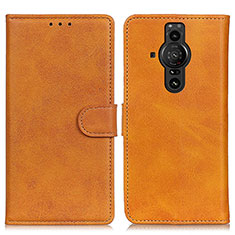 Leather Case Stands Flip Cover Holder A05D for Sony Xperia PRO-I Brown