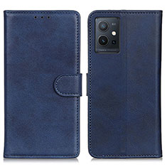 Leather Case Stands Flip Cover Holder A05D for Vivo iQOO Z6 5G Blue