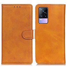Leather Case Stands Flip Cover Holder A05D for Vivo V21e 4G Brown