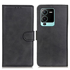 Leather Case Stands Flip Cover Holder A05D for Vivo V25 Pro 5G Black