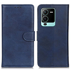 Leather Case Stands Flip Cover Holder A05D for Vivo V25 Pro 5G Blue