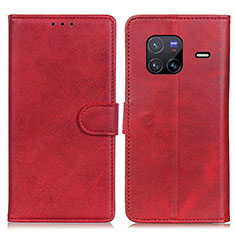 Leather Case Stands Flip Cover Holder A05D for Vivo X80 5G Red