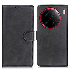 Leather Case Stands Flip Cover Holder A05D for Vivo X90 Pro 5G Black