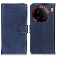 Leather Case Stands Flip Cover Holder A05D for Vivo X90 Pro 5G Blue