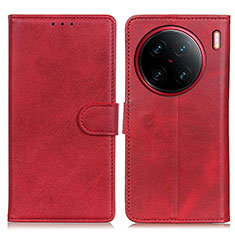 Leather Case Stands Flip Cover Holder A05D for Vivo X90 Pro 5G Red