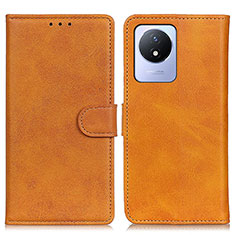 Leather Case Stands Flip Cover Holder A05D for Vivo Y02A Brown