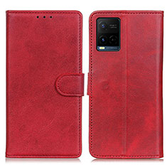 Leather Case Stands Flip Cover Holder A05D for Vivo Y21 Red