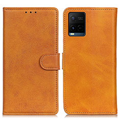 Leather Case Stands Flip Cover Holder A05D for Vivo Y21t Brown