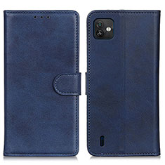 Leather Case Stands Flip Cover Holder A05D for Wiko Y82 Blue