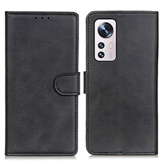 Leather Case Stands Flip Cover Holder A05D for Xiaomi Mi 12 5G Black