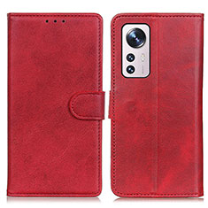 Leather Case Stands Flip Cover Holder A05D for Xiaomi Mi 12 5G Red