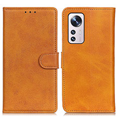 Leather Case Stands Flip Cover Holder A05D for Xiaomi Mi 12 Lite 5G Brown
