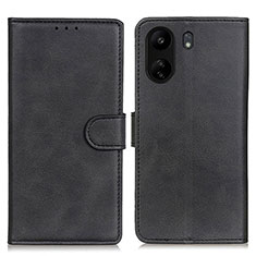 Leather Case Stands Flip Cover Holder A05D for Xiaomi Redmi 13C Black