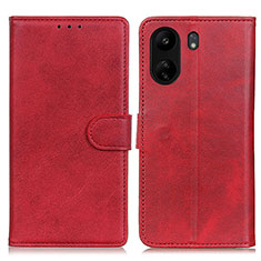Leather Case Stands Flip Cover Holder A05D for Xiaomi Redmi 13C Red