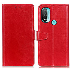 Leather Case Stands Flip Cover Holder A06D for Motorola Moto E20 Red