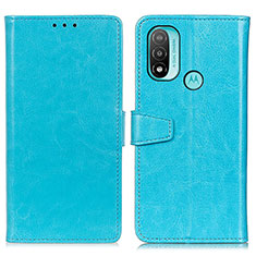 Leather Case Stands Flip Cover Holder A06D for Motorola Moto E20 Sky Blue