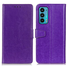Leather Case Stands Flip Cover Holder A06D for Motorola Moto Edge 20 5G Purple