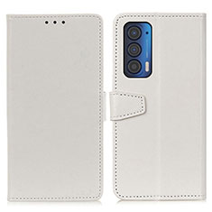 Leather Case Stands Flip Cover Holder A06D for Motorola Moto Edge (2021) 5G White