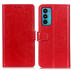 Leather Case Stands Flip Cover Holder A06D for Motorola Moto Edge Lite 5G Red