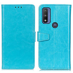 Leather Case Stands Flip Cover Holder A06D for Motorola Moto G Pure Sky Blue