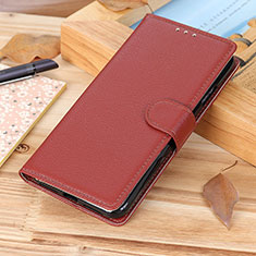 Leather Case Stands Flip Cover Holder A06D for Motorola Moto G14 Brown