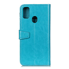 Leather Case Stands Flip Cover Holder A06D for Motorola Moto G31 Sky Blue