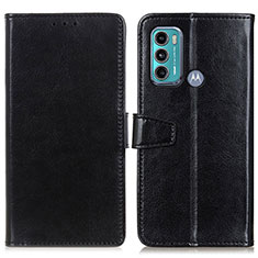 Leather Case Stands Flip Cover Holder A06D for Motorola Moto G40 Fusion Black
