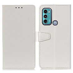 Leather Case Stands Flip Cover Holder A06D for Motorola Moto G60 White