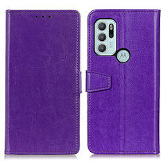 Leather Case Stands Flip Cover Holder A06D for Motorola Moto G60s Purple