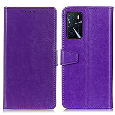 Leather Case Stands Flip Cover Holder A06D for Oppo A16s Purple