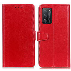 Leather Case Stands Flip Cover Holder A06D for Oppo A53s 5G Red