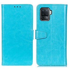 Leather Case Stands Flip Cover Holder A06D for Oppo A94 4G Sky Blue