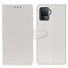 Leather Case Stands Flip Cover Holder A06D for Oppo A94 4G White