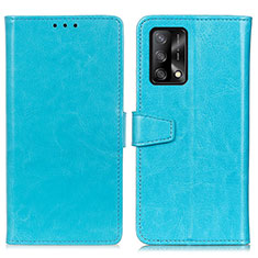 Leather Case Stands Flip Cover Holder A06D for Oppo A95 4G Sky Blue